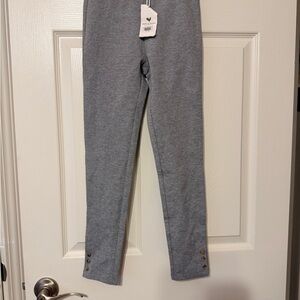 Cozy Gray Kids Leggings with Button Accents